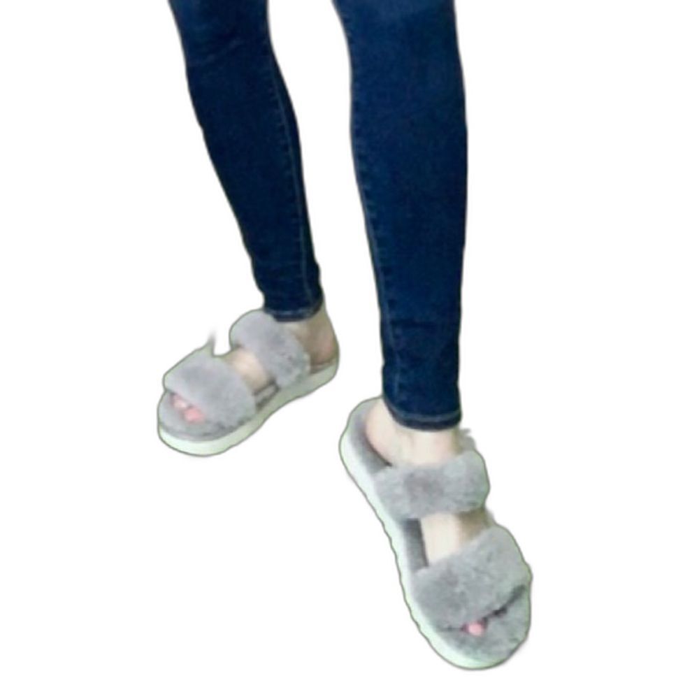 Koolaburra UGG Buckle Slide Sandals Furr-ah Amphora size 9 Light Blue Grey - Picture 2 of 11